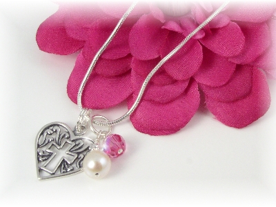 Grandma Necklace  Birthstones on Sterling Heart Pendant Necklace With Birthstone And Pearl